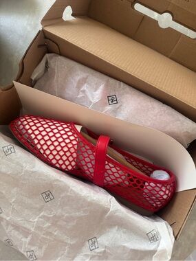 NIB Call it Spring Red Mesh Mary Jane Flats - Size 7